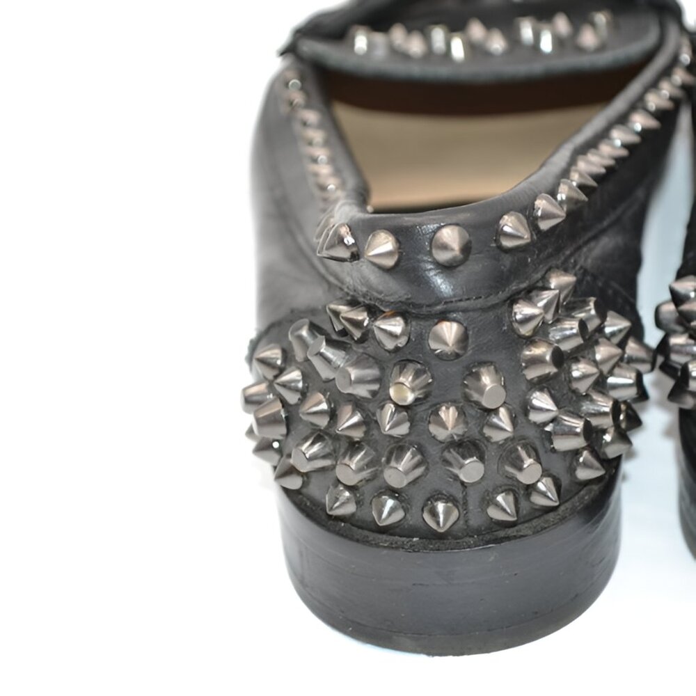 ZARA Spiked Studded Soft Black Real Genuine Leather Loafers Oxford Shoes 6.5 - Picture 5 of 9